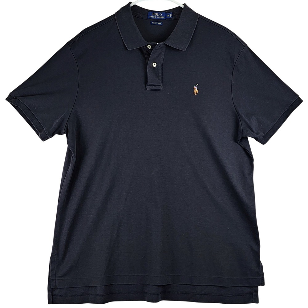 Polo Ralph Lauren Pima Soft Touch Polo Shirt Mens XL Navy Blue Preppy Flesh Pony